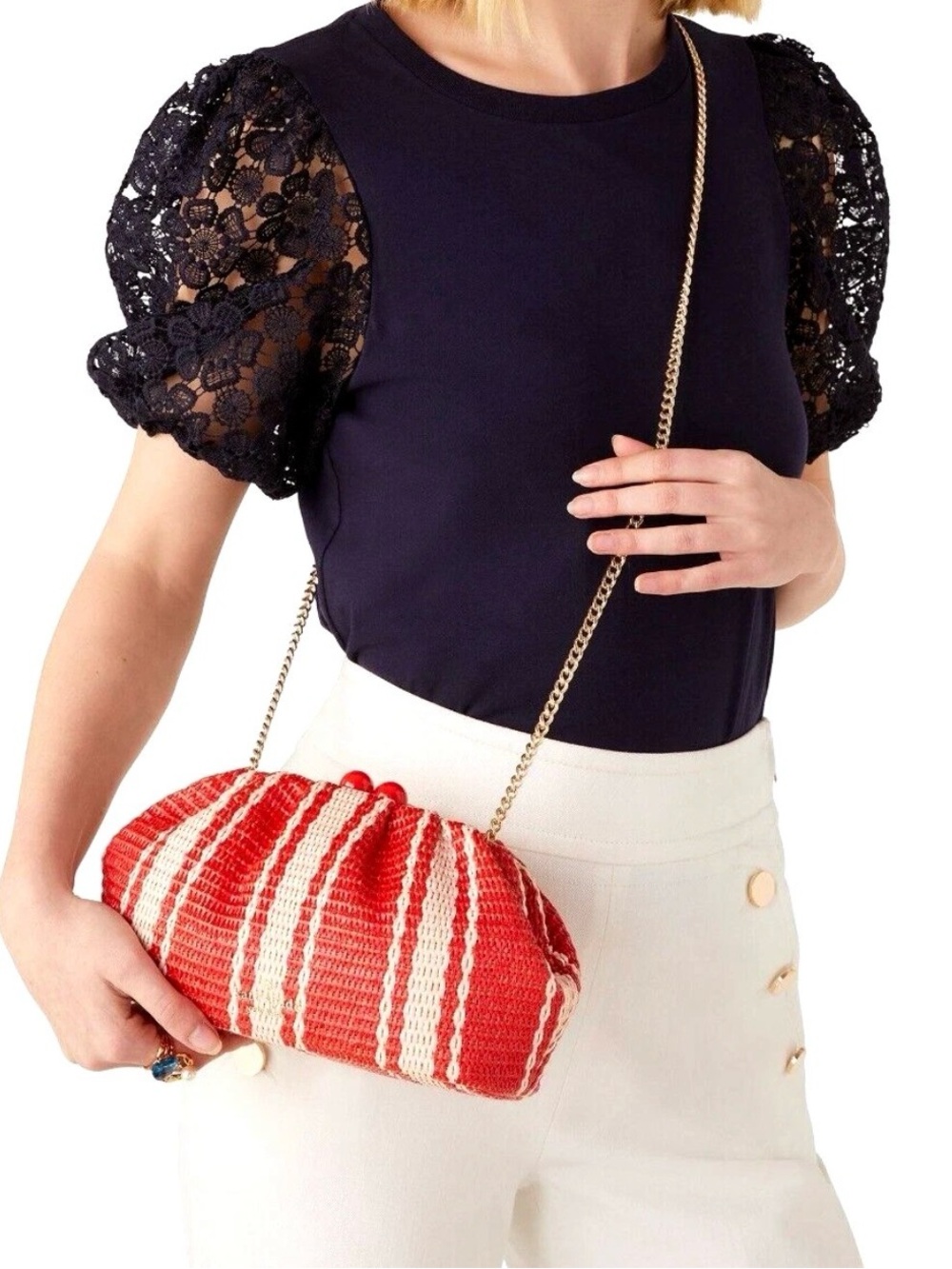 Kate spade scrunchy clutch, crossbody, like new condition - Picture 1 of 9